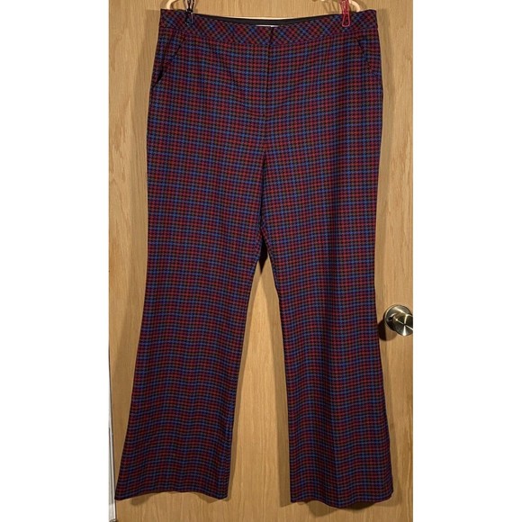 Trina Turk Willis 2 Pant Trousers Career Punk Plaid Stretch Women's Plus Sz 14 - Picture 1 of 10